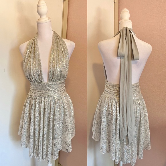Lucy In The Sky Silver Sequin Halter Dress - Picture 7 of 17